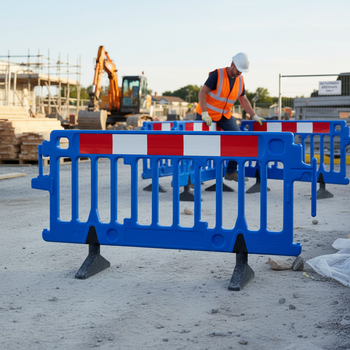Premium Heavy Duty Pedestrian Barrier - Fully Compliant, Stackable, Blue Safety Solution for Events and Work Zones