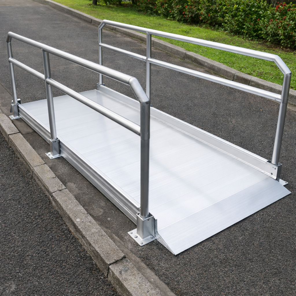 Pedestrian Ramps with Handrails – 1990mm x 1000mm – Non-Slip – Public & Private Access