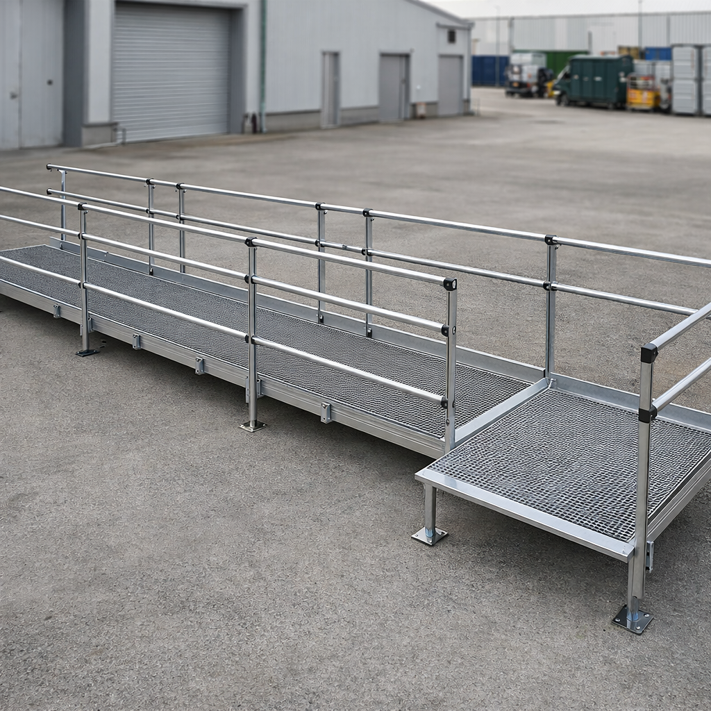 Modular Ramp Kit – 1500mm x 6900mm – Double Height Handrails – Wheelchair Access