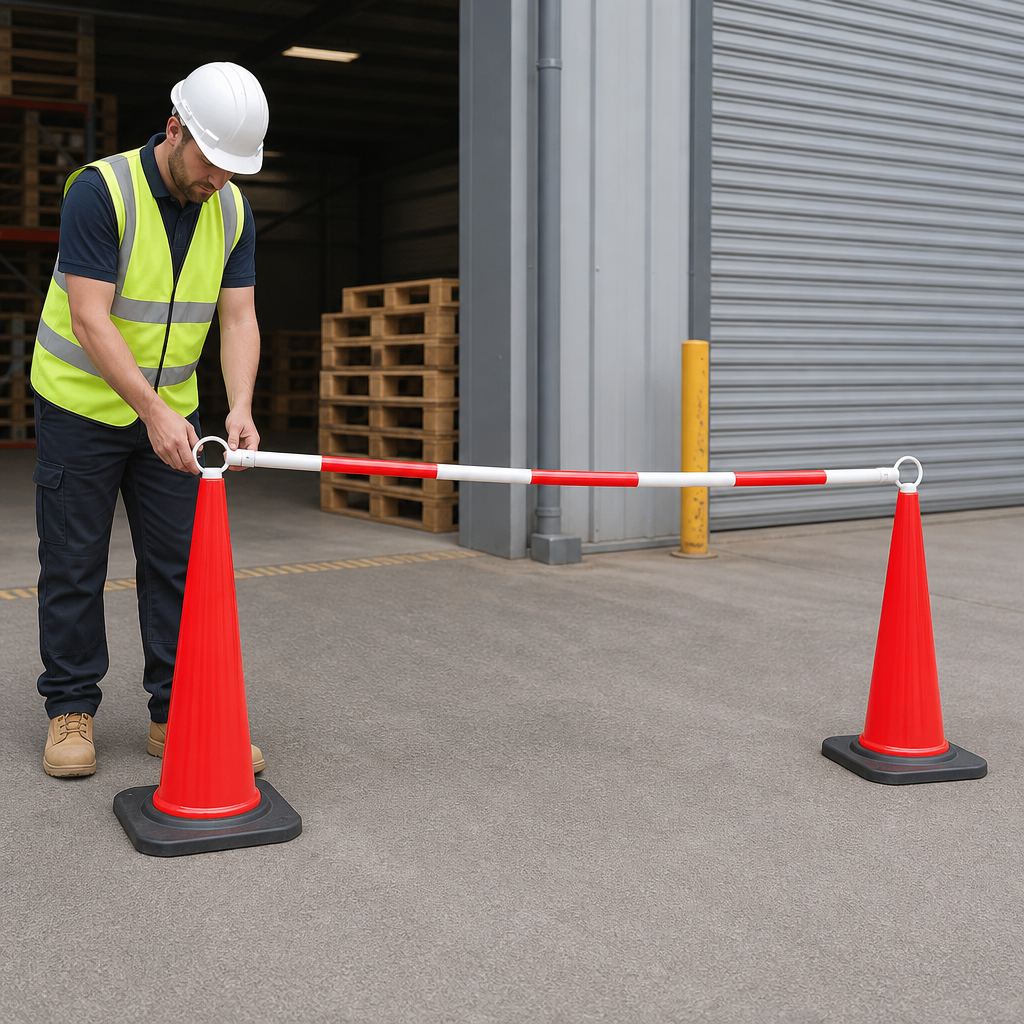 Retractable Cone Bar Barrier Plastic 120cm to 210cm for Work Area Safety