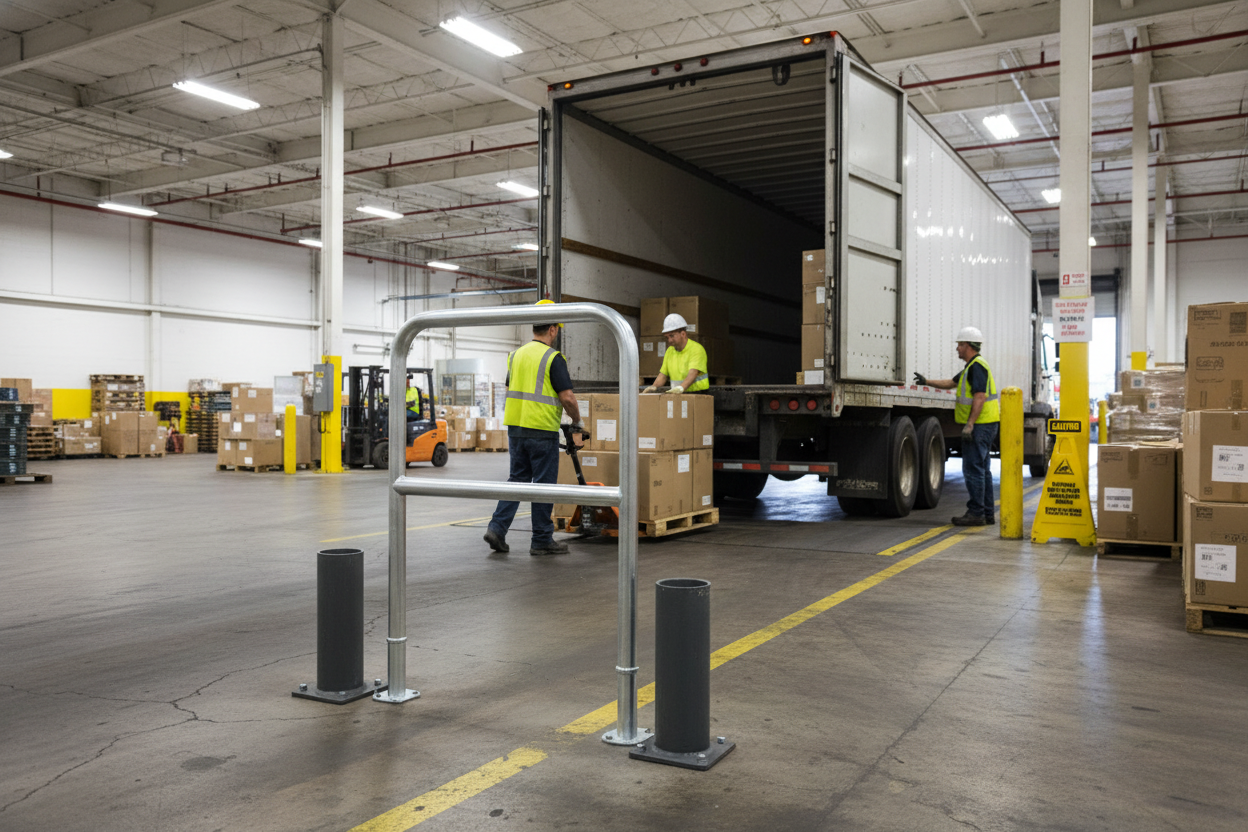 Premium Removable Safety Rail for Loading Docks - Easy Installation and Enhanced Worker Protection