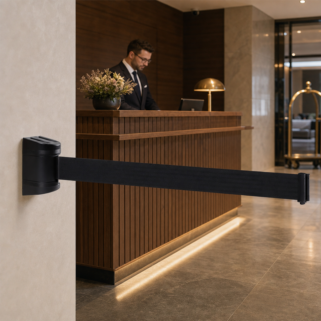Wall Mounted Belt Barrier System with ABS Housing for Front of House