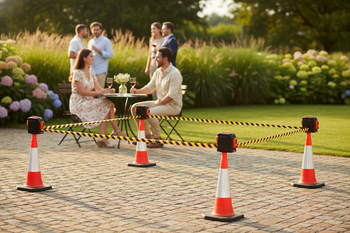 Premium Complete Cordoning Package with 4 Stanchions and 9m Retractable Belt for Effective Traffic Management
