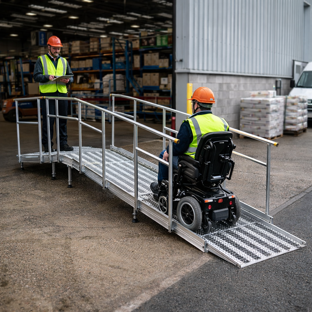 Modular Ramp Kit – 900mm x 5000mm – Aluminium, Handrails – Wheelchair & Mobility Access