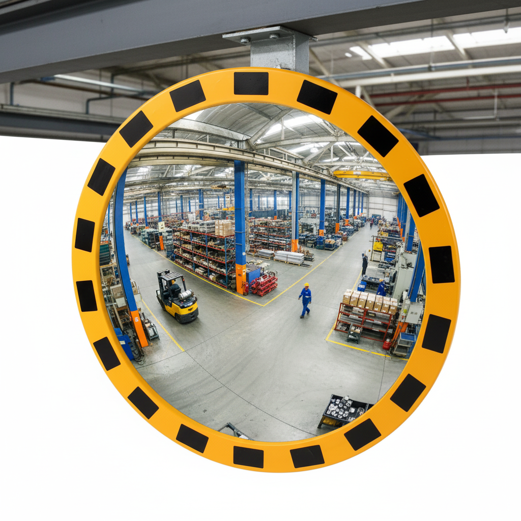 Premium Heavy Duty Convex Safety Mirror with Shockproof Acrylic and Yellow-Black Surround for... - side view | Barriers Co