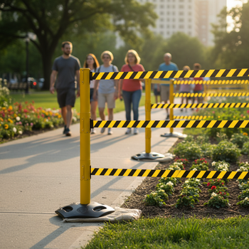 Premium Outdoor Triple Belt Stanchion with Weatherproof Construction - 3x3.4m Belt for Effective Crowd Control