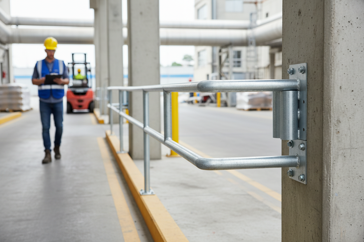 Premium Double Railing Bracket for Secure Installation on Loading Docks with Removable Safety Railings
