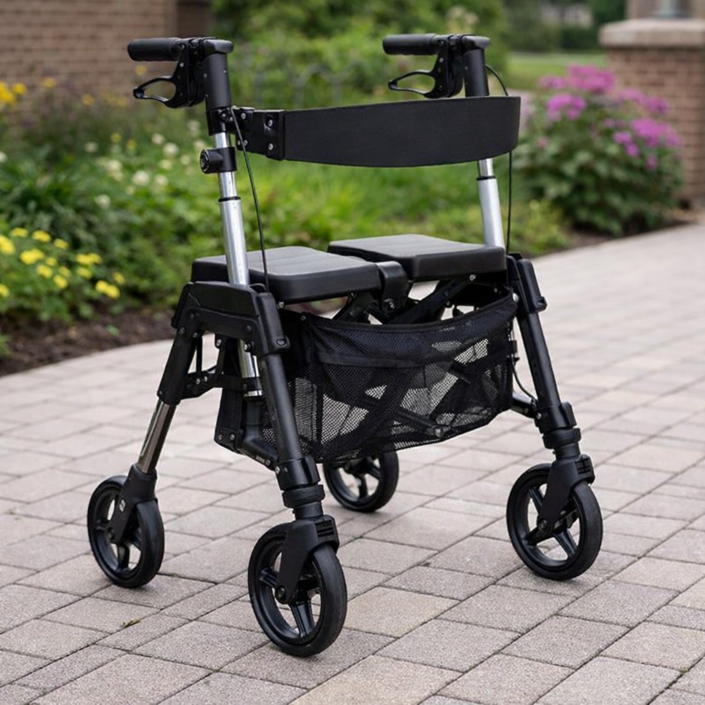 Heavy Duty Rollator – White – 226kg Capacity – Mobility Aid