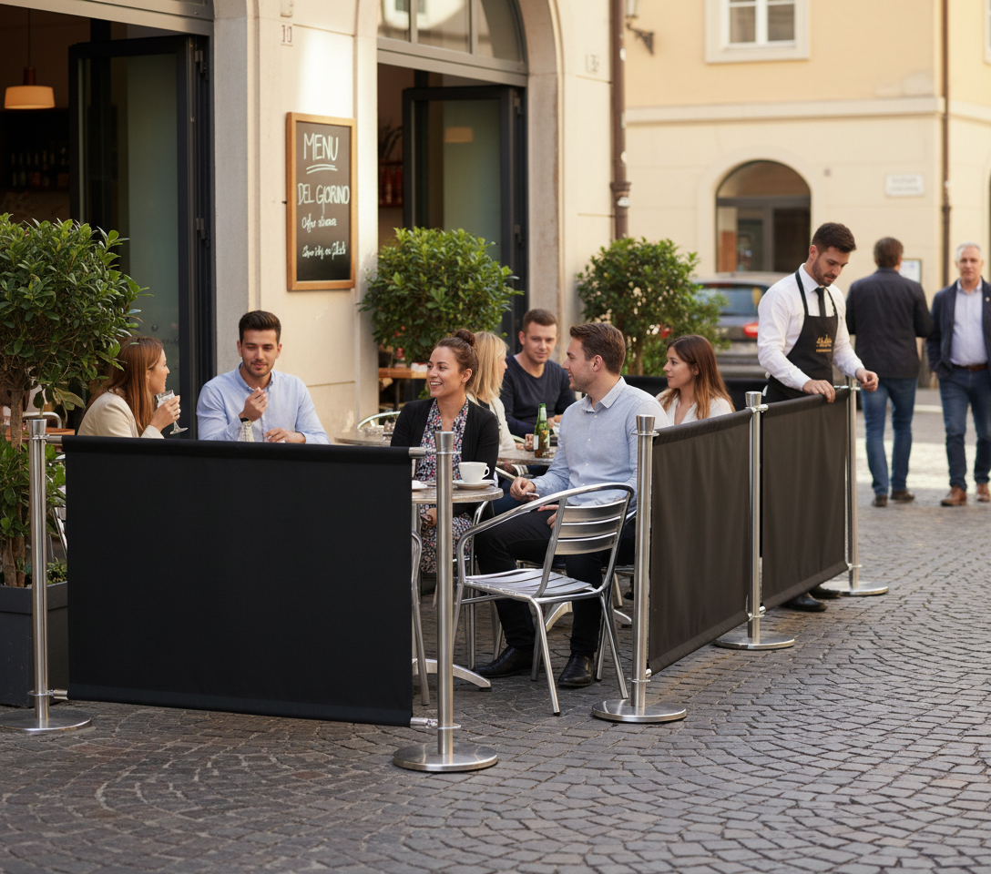 Premium Café Barrier Set with 2000mm Width, Weighted Posts, and Customizable Banner Options