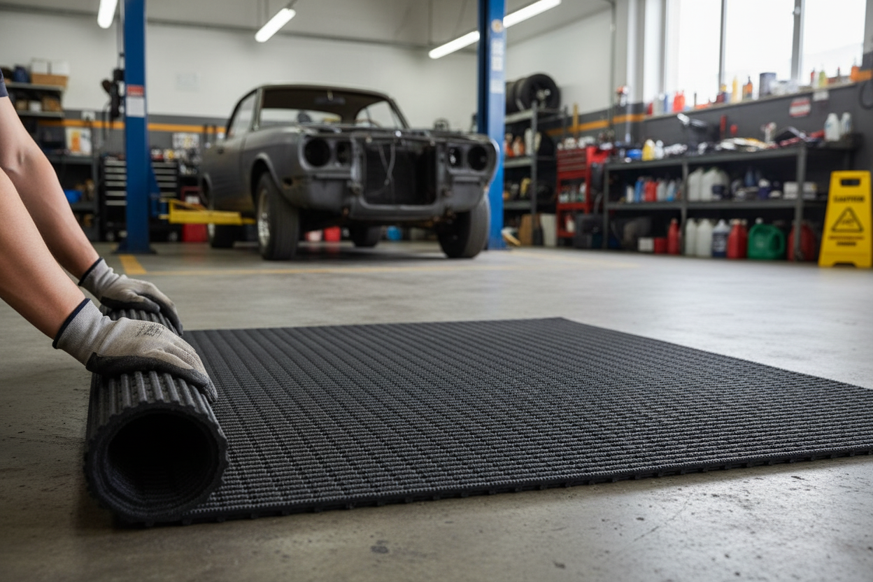 Premium Industrial Anti-Slip Mat 10m Roll - Ergonomic Design with Extreme Slip Resistance and Durable Welded Vinyl Construction