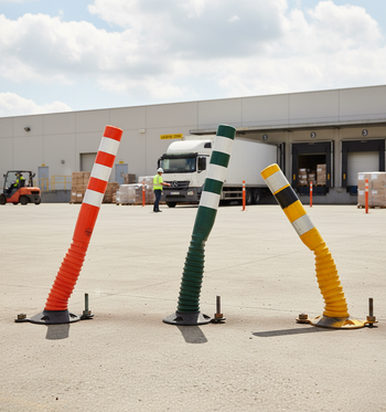 Premium Flexible Traffic Posts Made of Polyurethane - 30-100cm with Reflective Sleeves for Enhanced Visibility