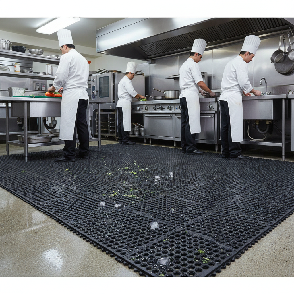 Premium Open Top Interlocking Anti-Fatigue Mat 92x92cm - Slip-Resistant, Wear-Resistant, and... - side view | Barriers Co