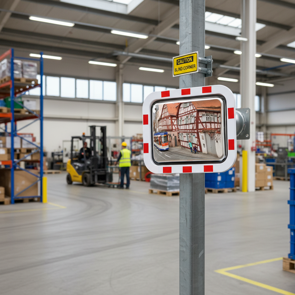 Premium Stainless Steel Traffic Mirror with Weather-Resistant ABS Housing and Mounting Bracket... - side view | Barriers Co