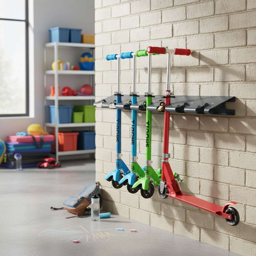 Premium Wall-Mounted Scooter Rack - 6 Space Galvanised Steel with Locking System for Secure Storage | Barriers Co