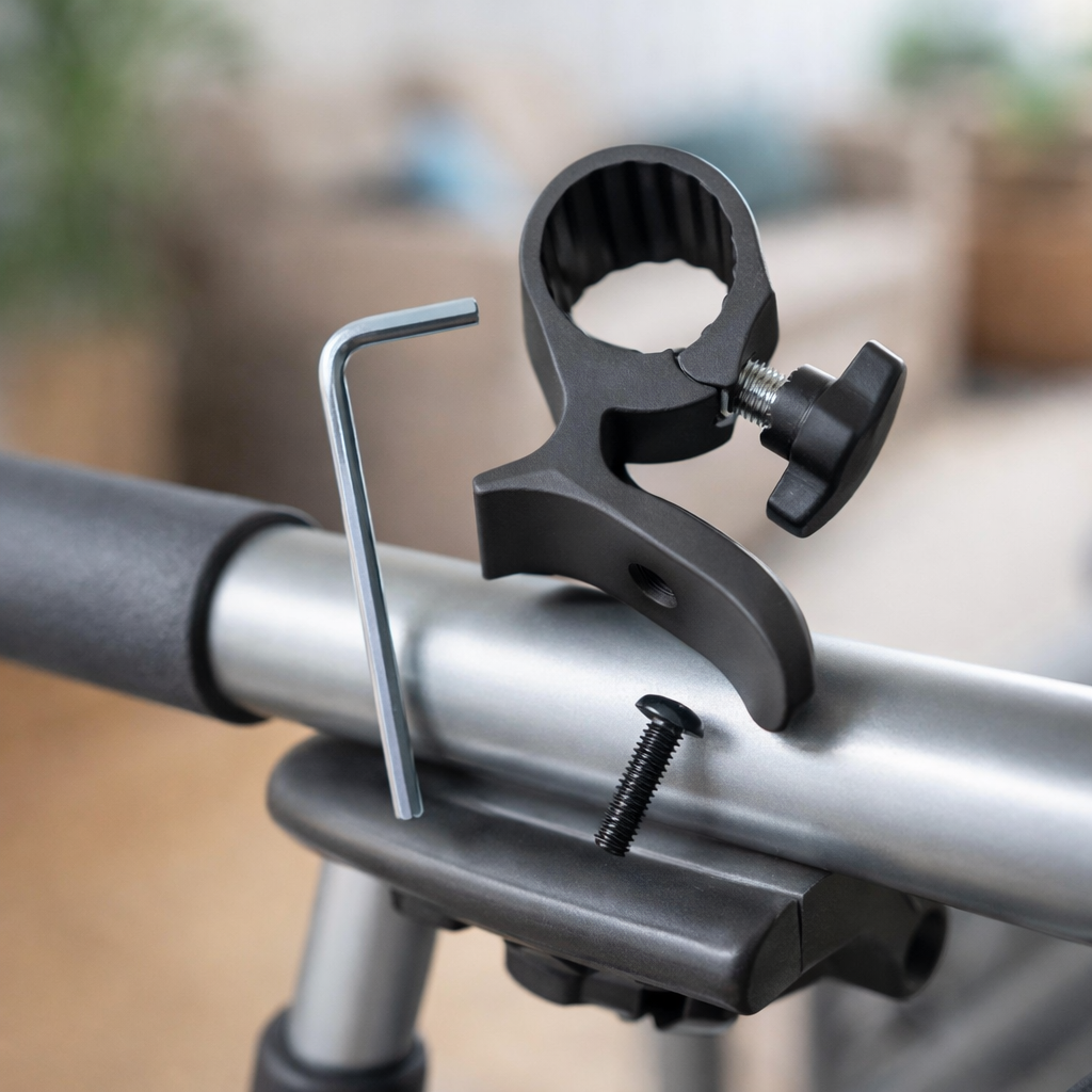 One-Handed Brake – White – Easy Operation – Rollator Accessory