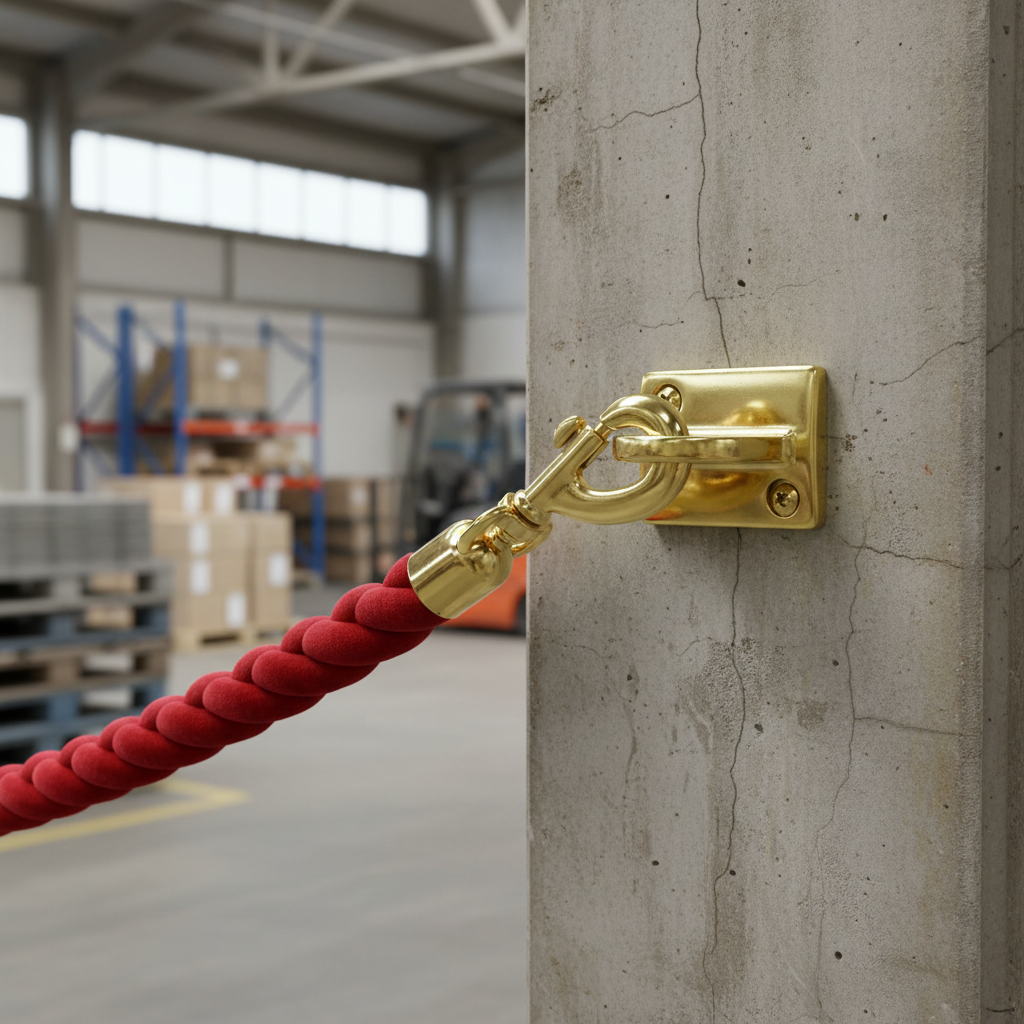 Premium Wall Plate for Barrier Ropes with Snap End - Available in Brass, Chrome Brushed, and Chrome Polished Finishes