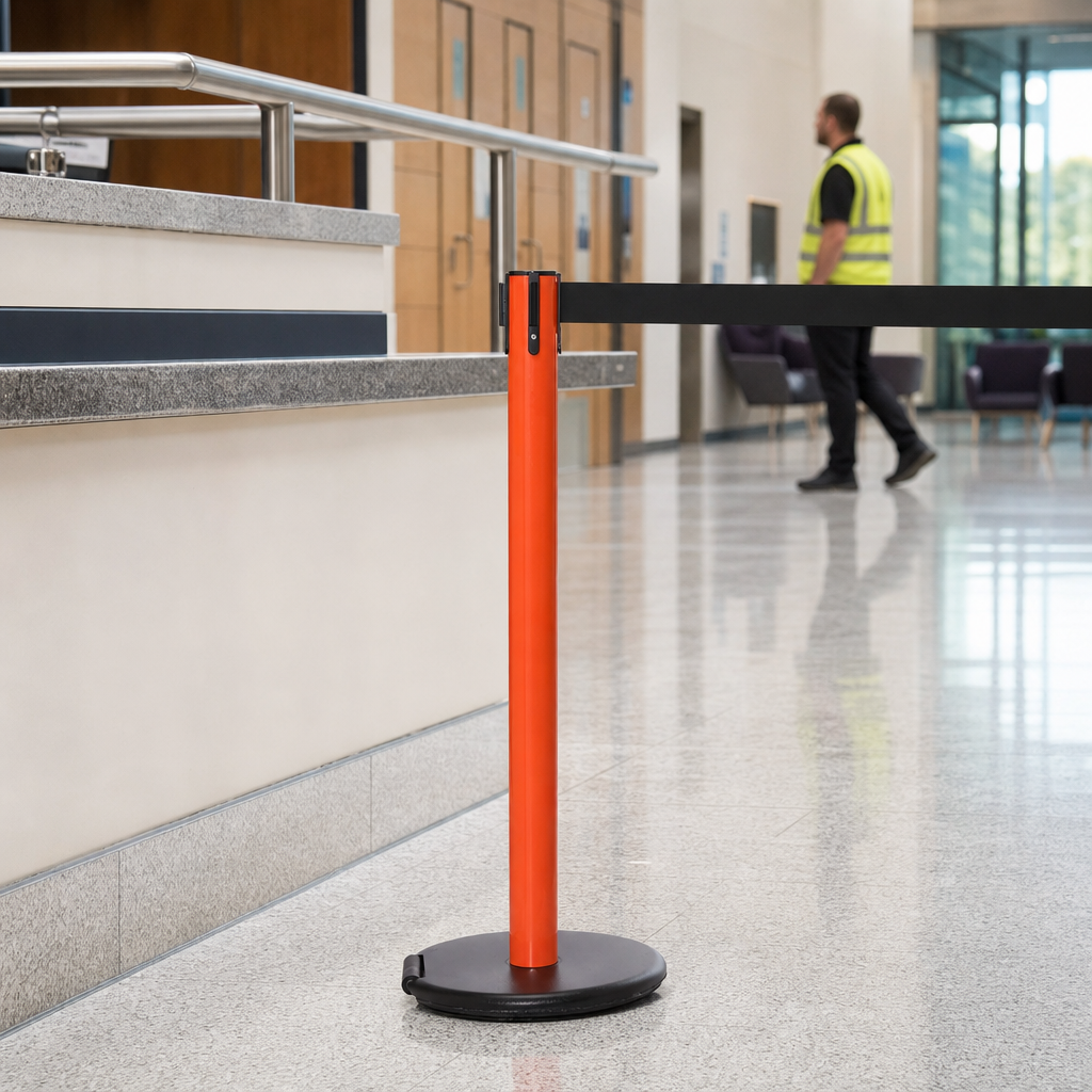 RollerSafety 250 Belt Barrier System 3.4m x 50mm for Commercial Use