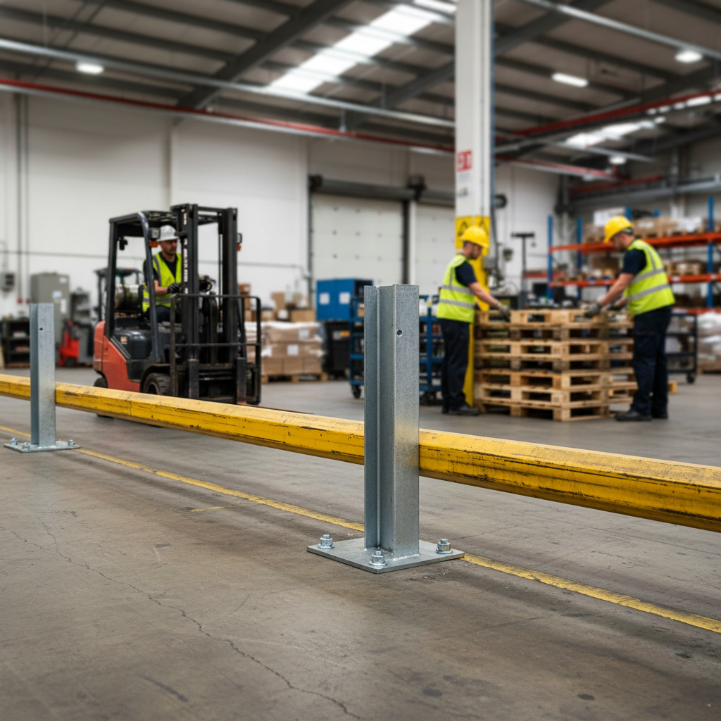 Heavy Duty Bolt Down 610mm RSJ Barrier Post - Galvanised Steel for Impact Protection in... - side view | Barriers Co