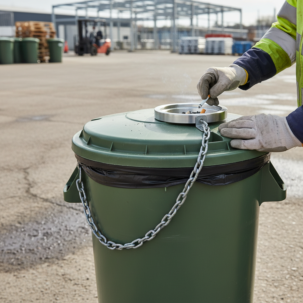 Premium Replacement Ashtray Attachment with Steel Chain for Enhanced Litter Bin Functionality | Barriers Co