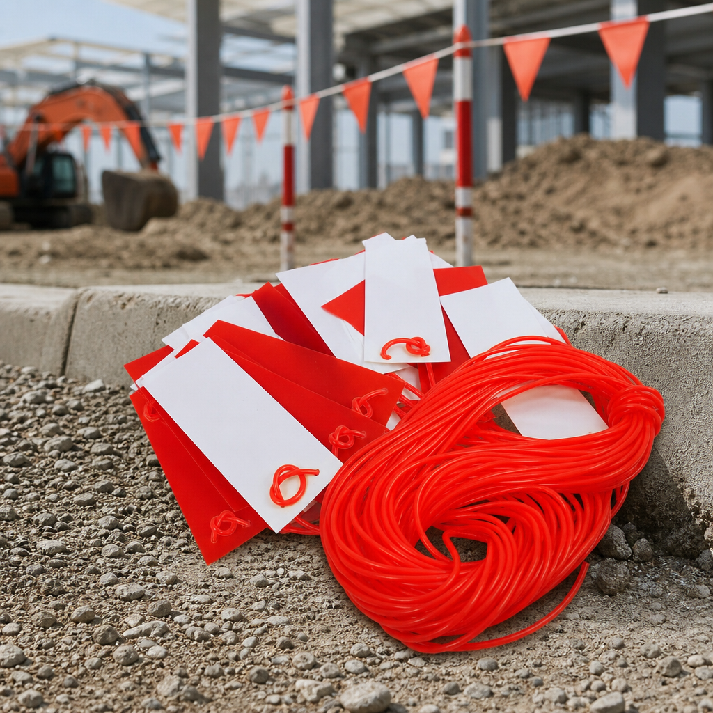 Red and White Plastic Safety Bunting 26m for Work Sites