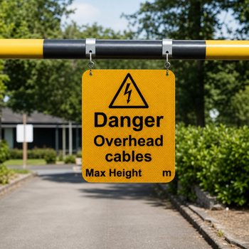 Danger Overhead Cables Max Height Sign for Height Restriction Barriers