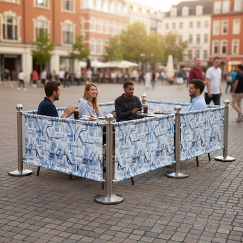 Professional 7.5 Meter Café Barrier Package with Custom Printed Banners, Premium Posts and Cross Beams