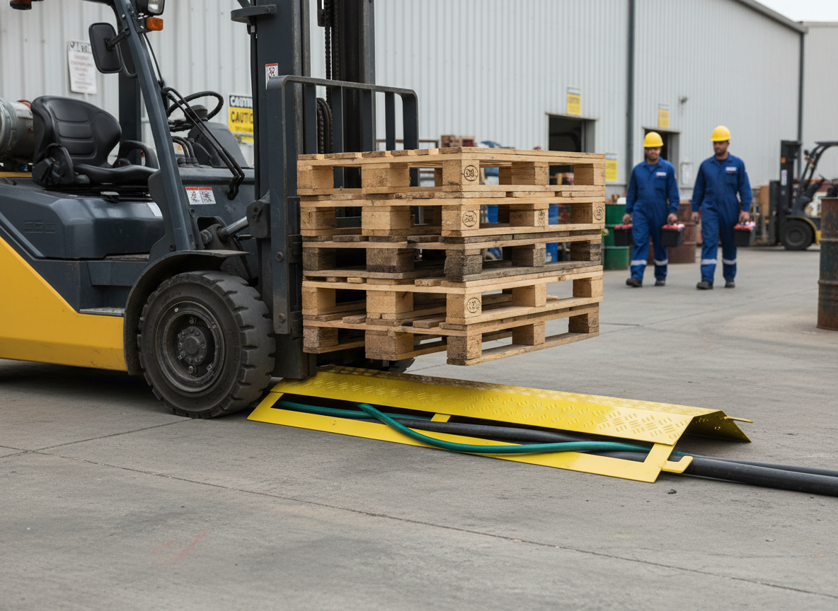 Premium Heavy Duty Cable Protection Ramp - Durable Rubber, 275 × 40 × 1000 mm, for Hoses and Cables Safety