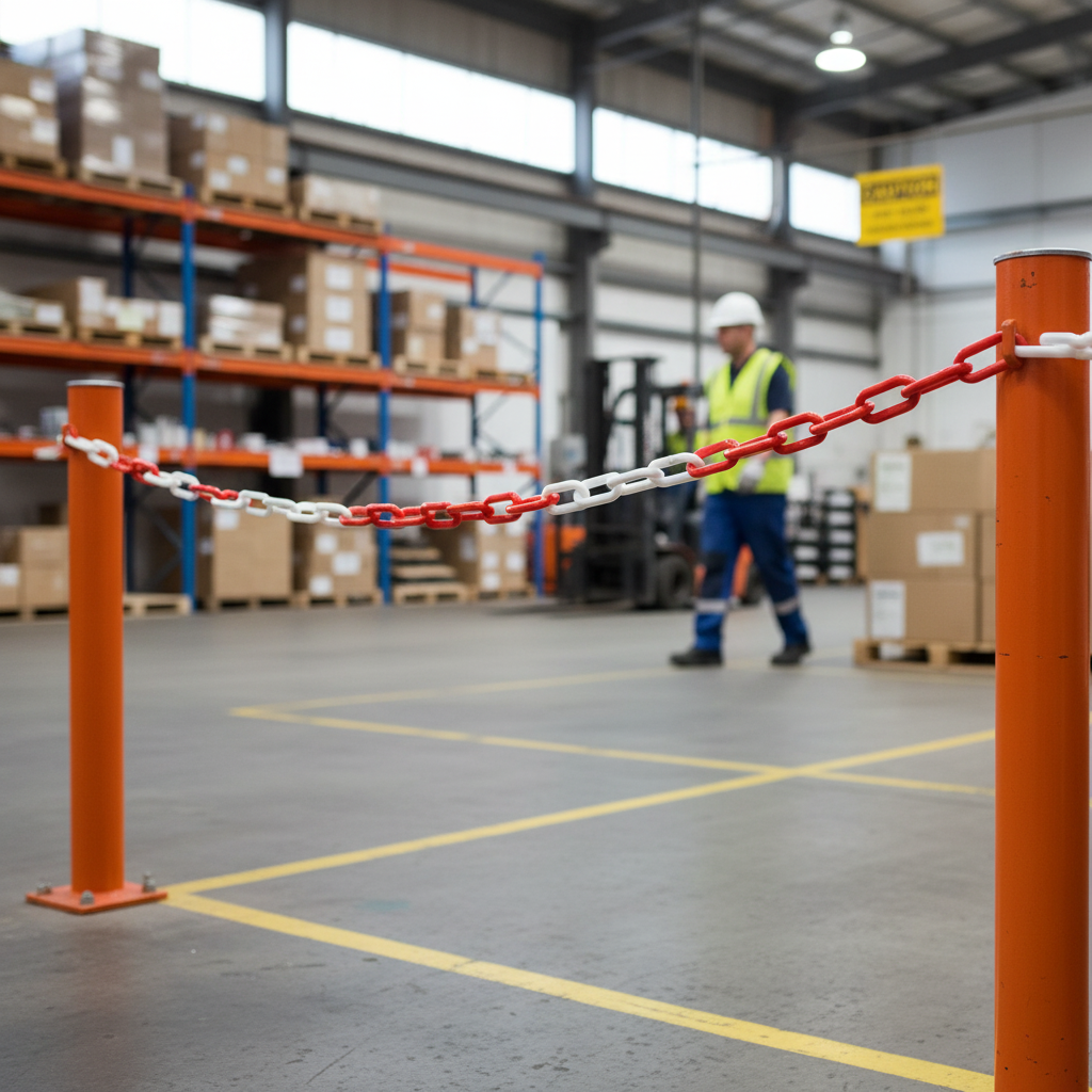 Premium 8mm Red & White Plastic Barrier Chain - 25M Length for Crowd Control and Area Segregation | Barriers Co
