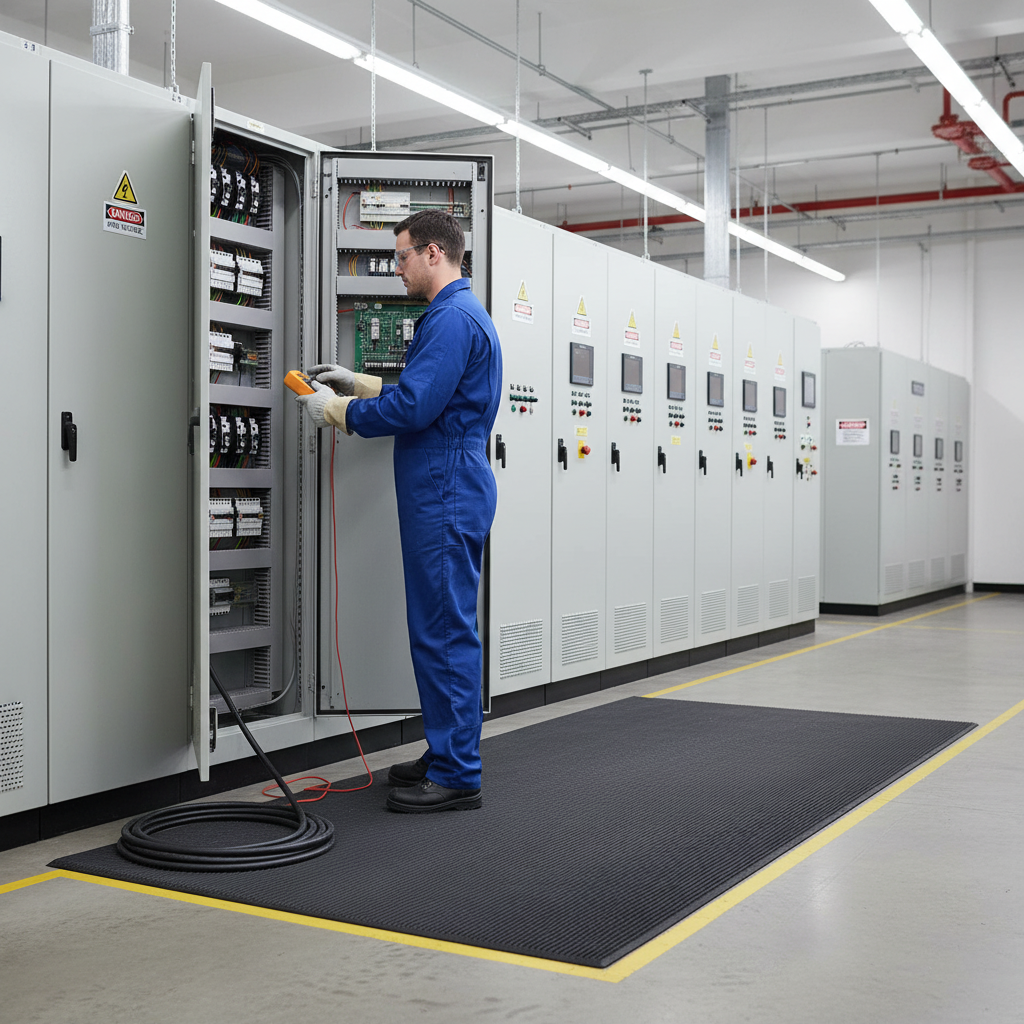 Premium Anti-Slip Electrical Matting for High-Voltage Insulation - 1000V Compliance, 6mm Thick,... - side view | Barriers Co