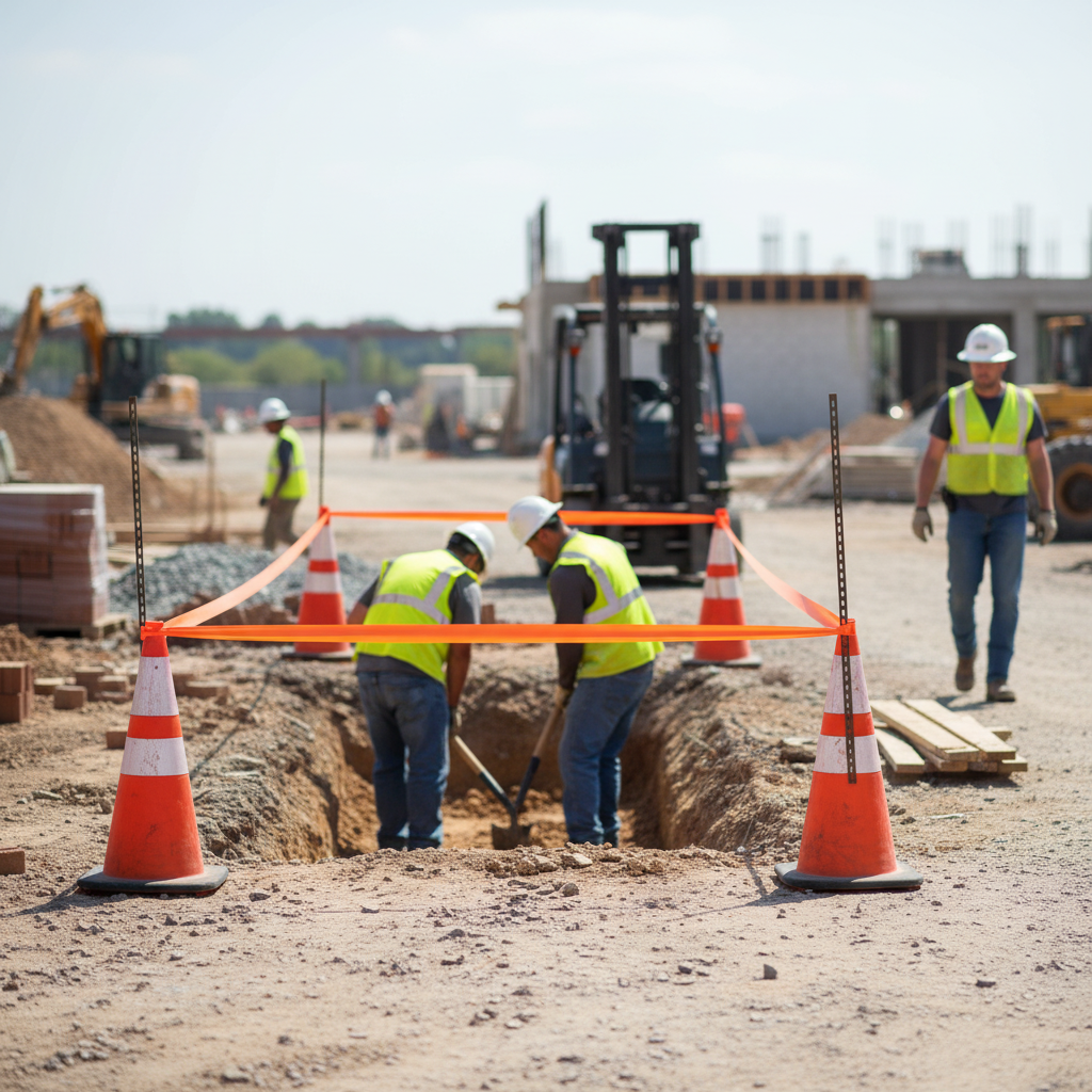 Premium High Visibility Orange Safety Tape - 25m Roll for Long-Term Applications and Boundary Marking - Detail View | Barrier
