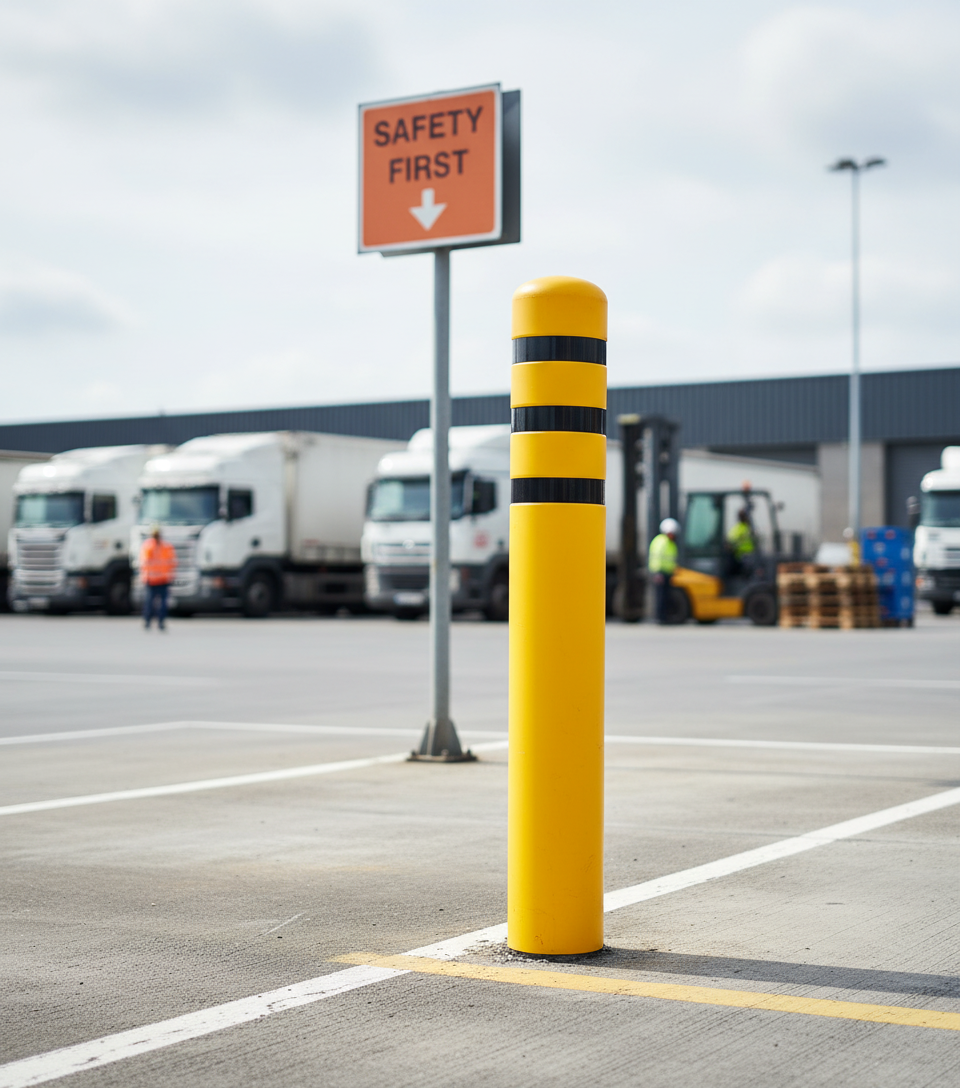 Premium Heavy Duty Bollard Covers - Durable Plastic Sleeves for Steel Protection with Multiple Size Options and Reflective Strips