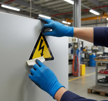 Professional Self-Adhesive Warning Sign for Electrical Voltage - Durable PVC, Plastic, Aluminium, and Magnet Options in Various Sizes