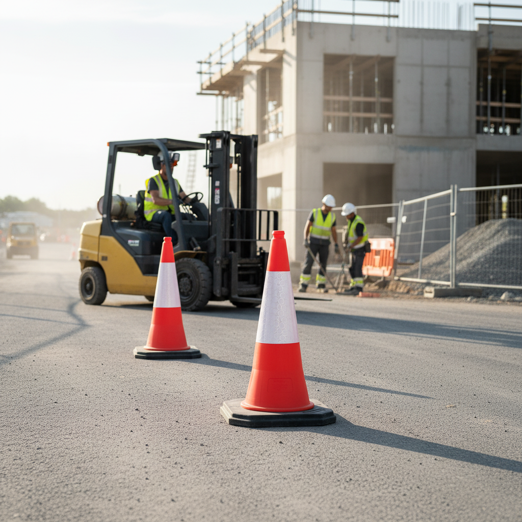 Premium Two Part Traffic Cone 750mm & 1 Metre with Reflective Sleeve for Road Safety Applications - side view | Barriers Co