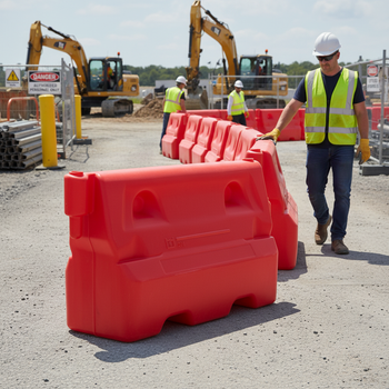 Premium Water Filled Traffic Separator Barrier - 1 Metre with Anti-Trip Design and Forklift Lifting Points