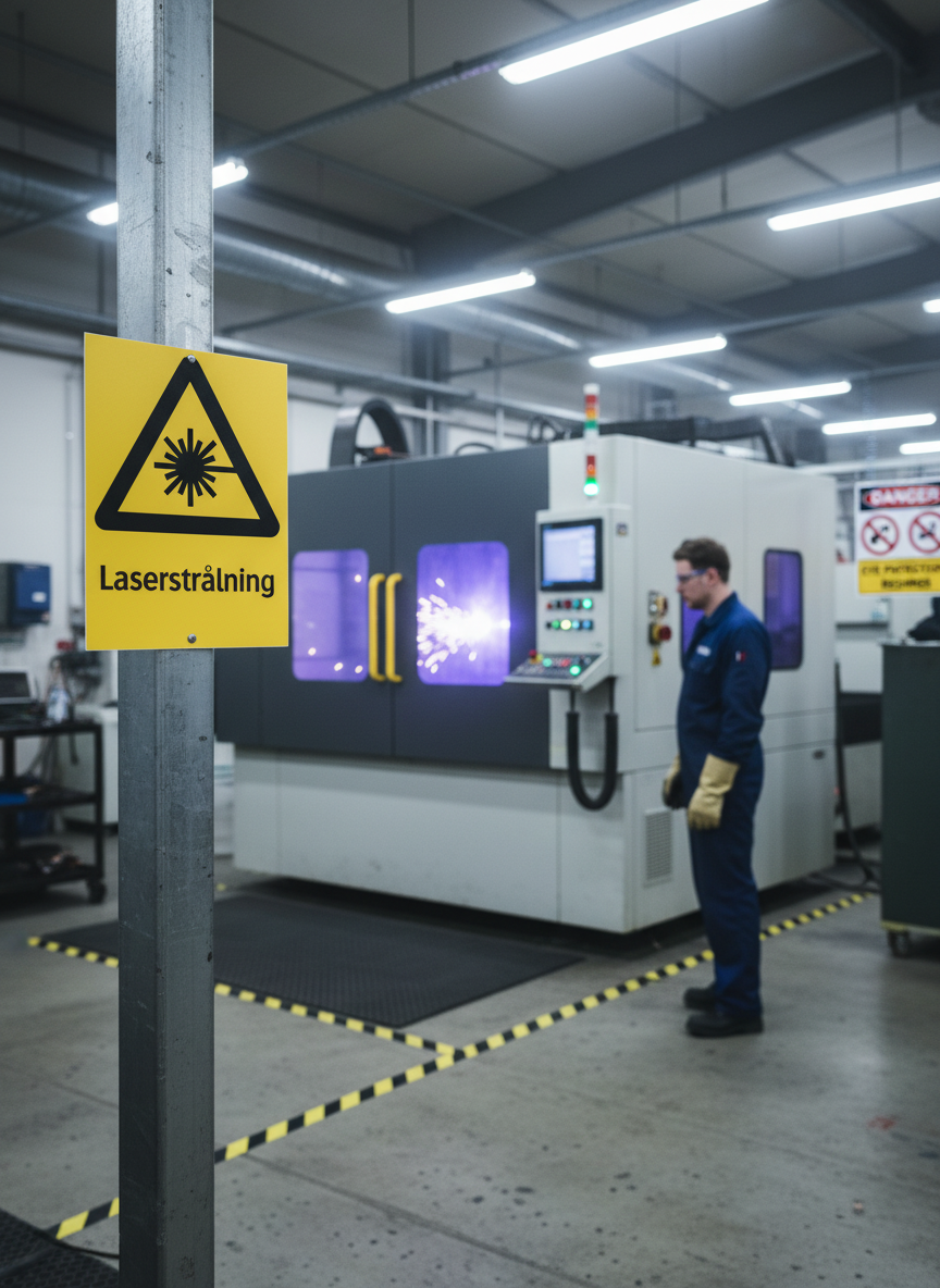 Premium Laser Warning Sign - Durable PVC, Self-Adhesive, Magnetic & Aluminum Options for Safety Awareness