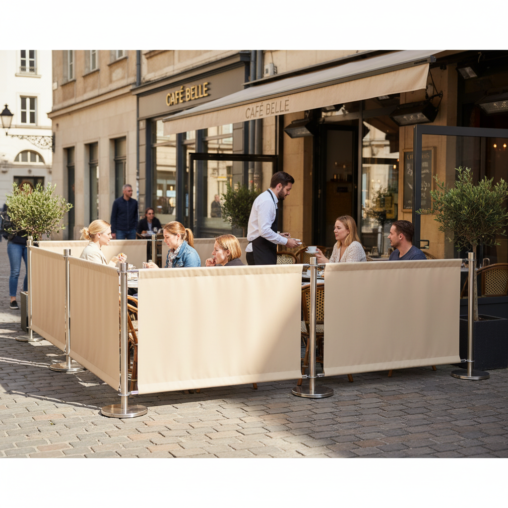 Premium Extension Kit for Café Barrier with 1500mm Wide Plain Colored Banner and Adjustable Posts