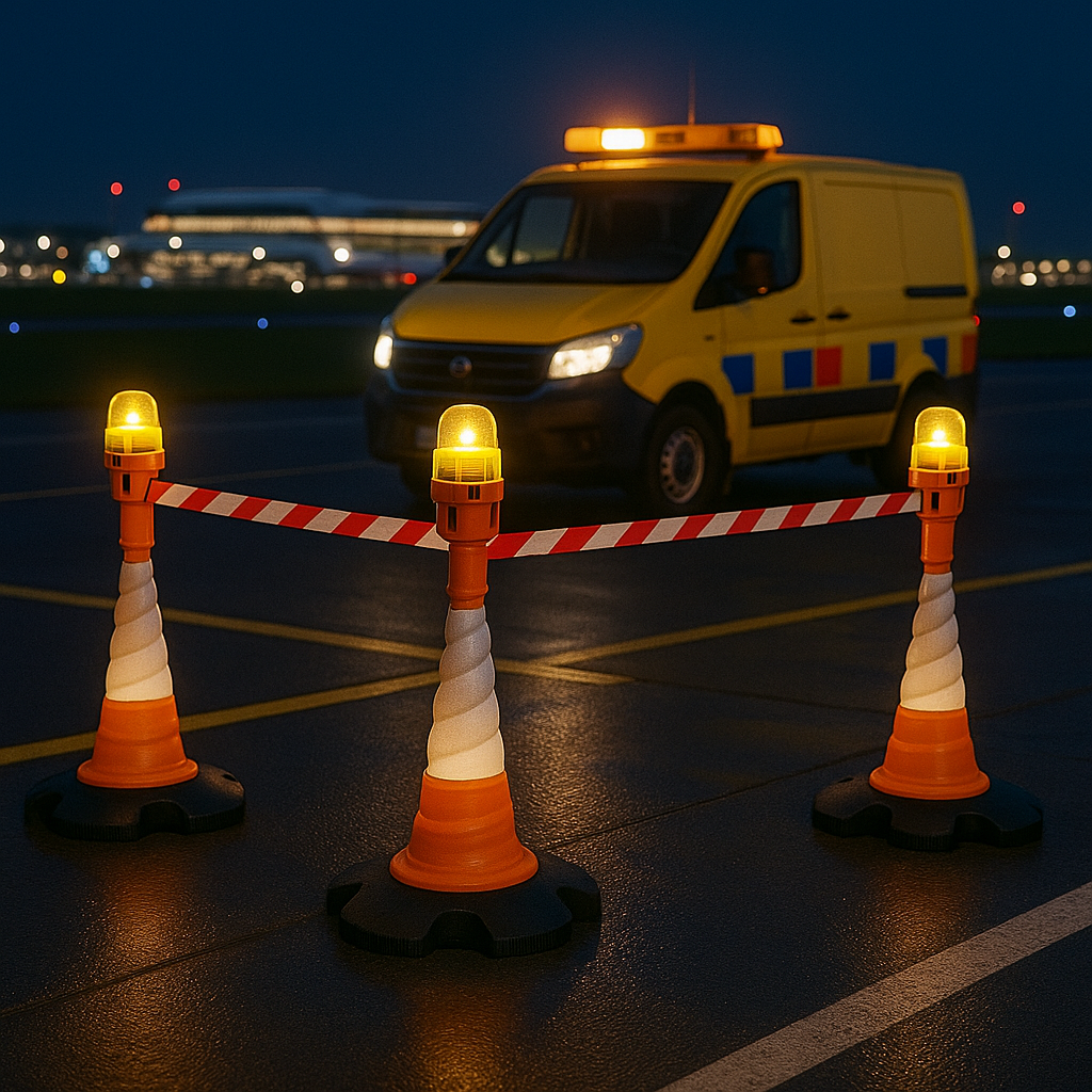 BarrierPlus 27m Retractable Cone Topper Safety Kit with Lights 1