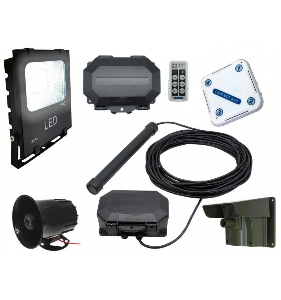 Security Floodlight & Siren Driveway Alarm With Outdoor, Indoor Receiver, PIR & Vehicle Sensing Probe