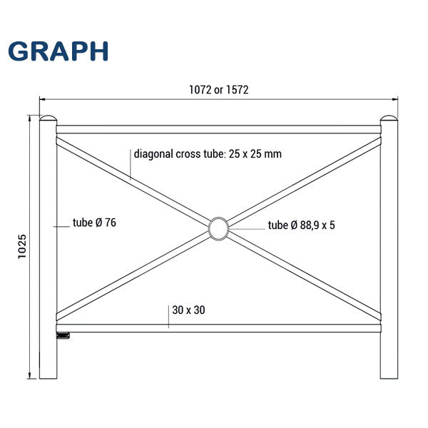 Durable Dome Top Railing Zinc Primed, Simple Cross Design