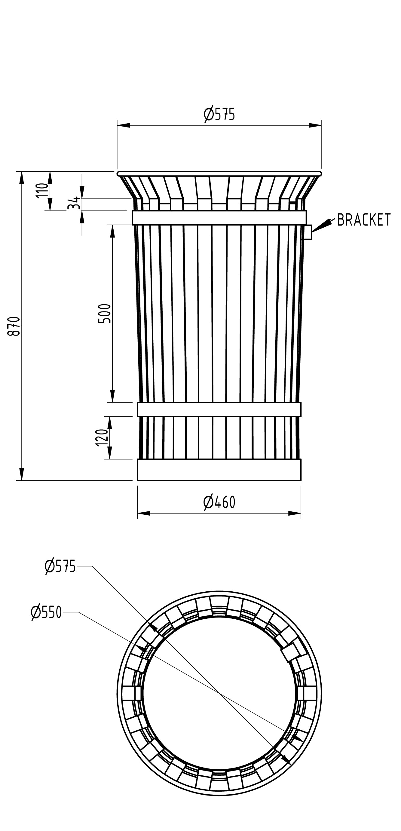 Heavy Duty Flared Top Metal Litter Bin