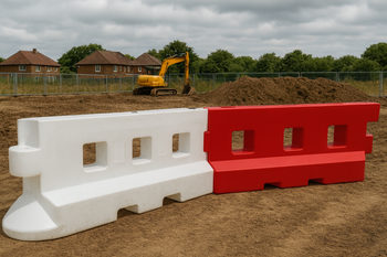 GB2 Heavy Duty Water-Filled Safety Barrier with Mesh & Hoarding Panels – Ultimate Site Security Solution