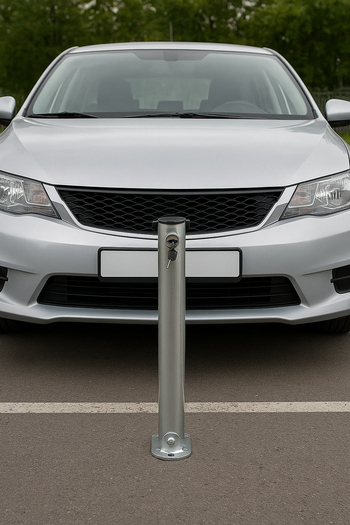 Galvanised Fold-Down Parking Post with Integral Lock – Durable Anti-Theft Barrier for Driveways & Car Parks
