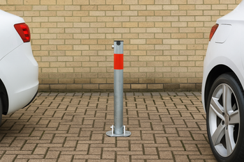 Galvanised Fold-Down Parking Post with Red Reflective Band