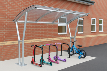 Harbledown Cycle Shelter – Galvanised Steel Frame with Clear UV-Stabilised PETG Roof (Canterbury Style)
