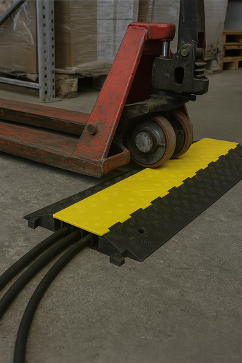 Heavy-Duty 3 Channel External Cable Protector Ramp – Outdoor Rubber Cable Guard for Traffic & Pedestrian Safety