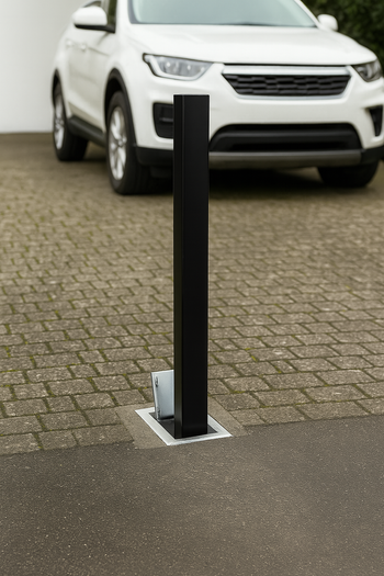 Heavy-Duty Black Removable Security Post with Built-In Combination Padlock – Anti-Theft Driveway & Parking Protection