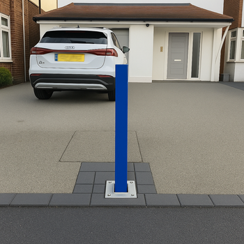 Heavy-Duty Removable Blue Parking Post with Integral Lock – Premium Security Bollard for Driveways & Commercial Use