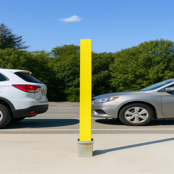 Heavy-Duty Removable Parking Security Post – Bright Yellow Steel Bollard with Padlock | Driveway & Car Park Protection