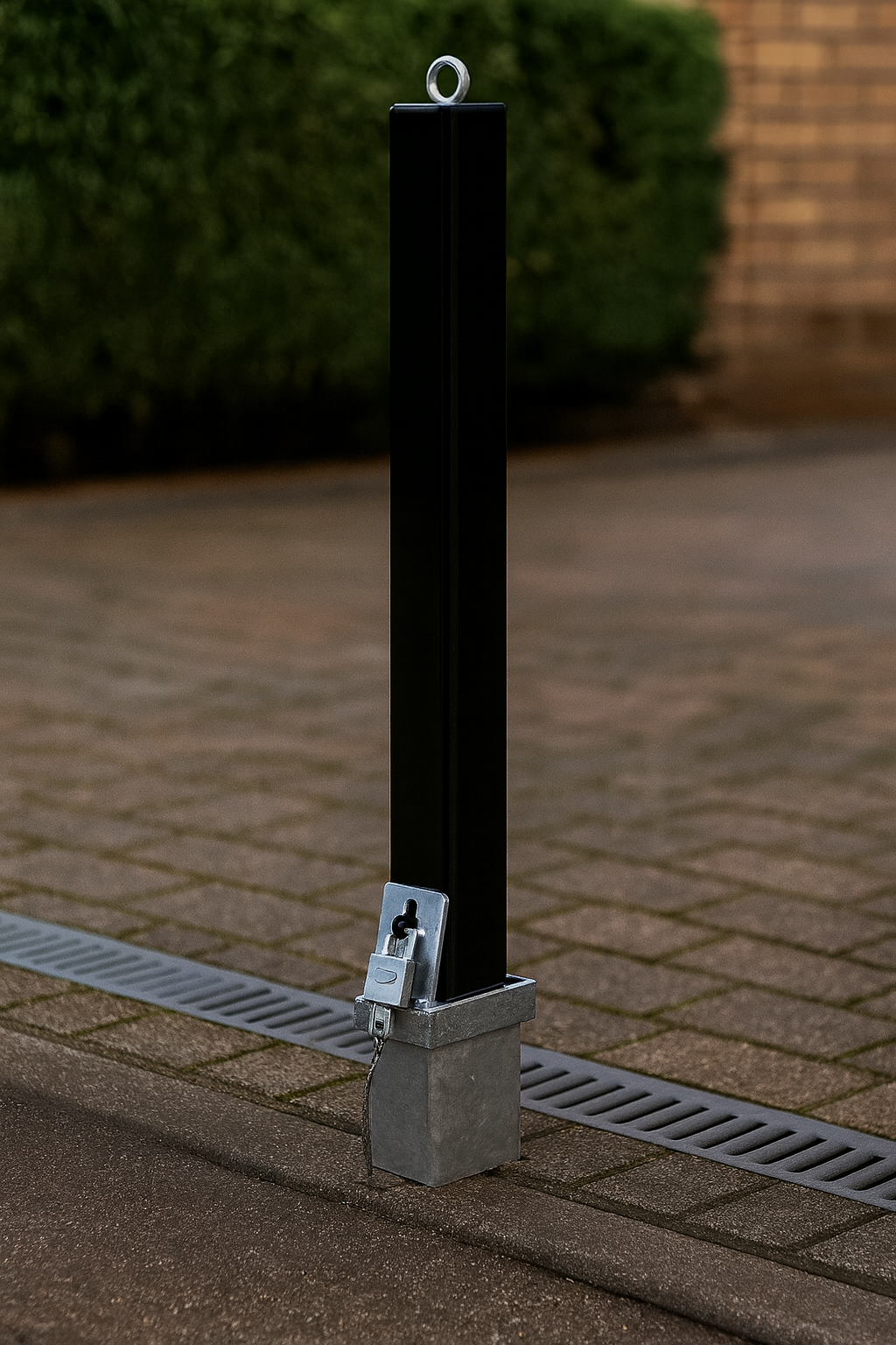 Heavy-Duty Removable Security Bollard – Black Finish with Eyelet  5