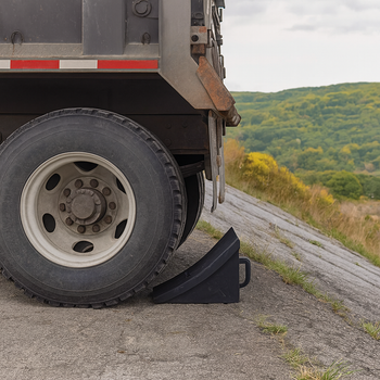 Heavy-Duty Rubber Truck Wheel Chock – Anti-Slip Tyre Wedge with Grip Handle for HGVs, Trailers & Vans